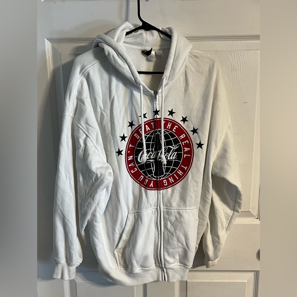 Coca-Cola White Hoodie with Red and Black Logo
